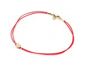 Сърце 14К Жълто Злато на  Червен Конец  Гривна   Bloom Jewellery